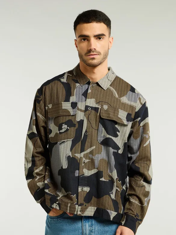 Brown Camo Print Shacket